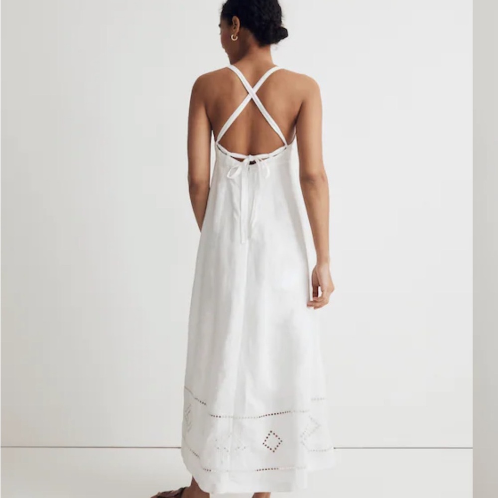 Madewell White Midi Dress with Embroidered Hem - Picture 2 of 7